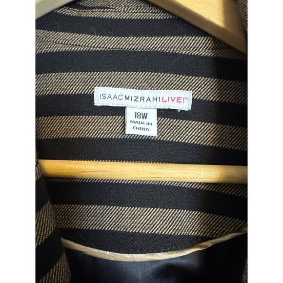 Isaac Mizrahi Live Women’s Size 18W Striped Blazer Zipper Pockets Neutral - Picture 6 of 6